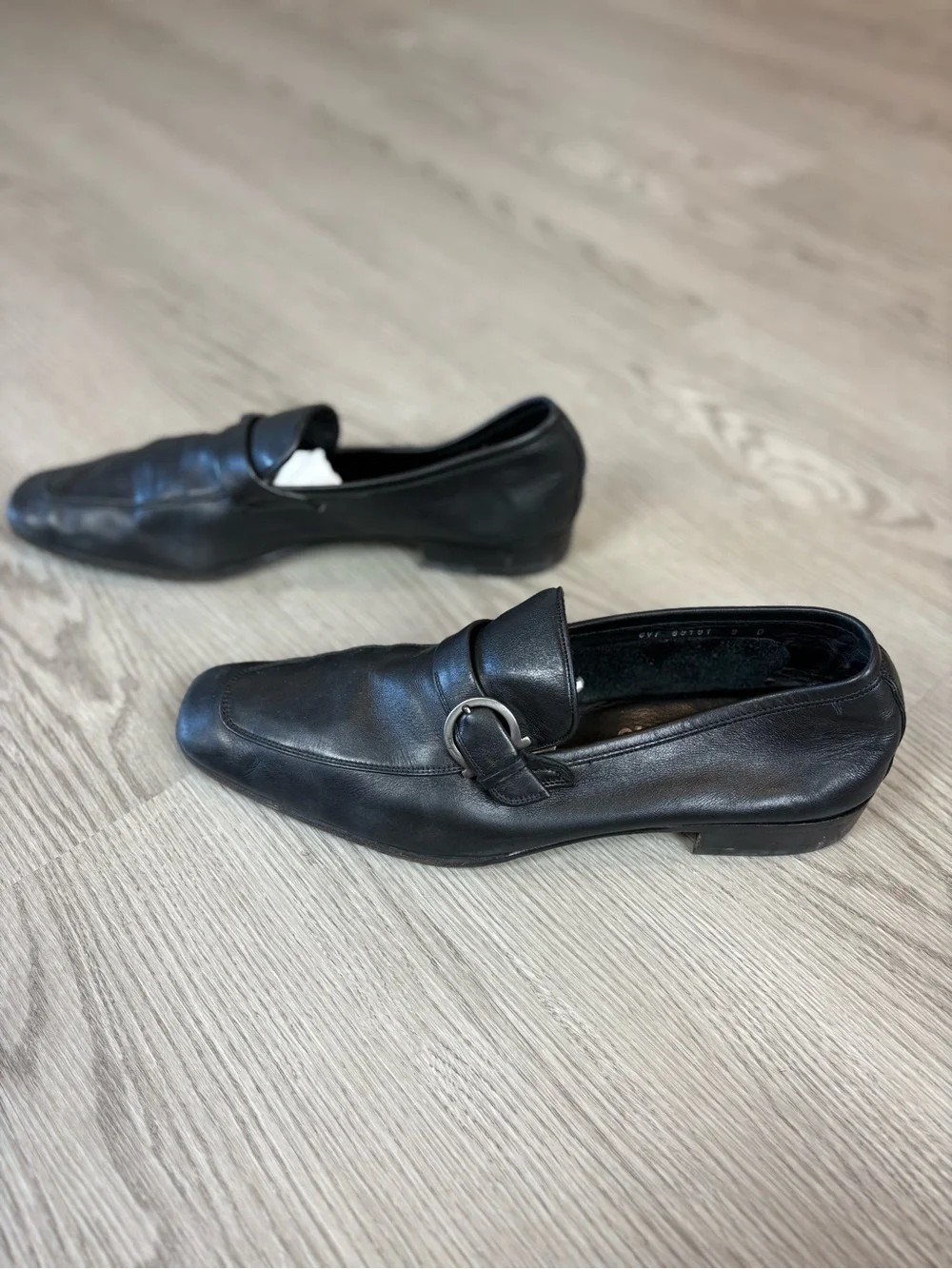 Salvatore Ferragamo Black Leather Buckle Loafers 9D